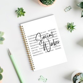 ROXMART Social Worker Glitter Spiral Notebook, Social Worker Gifts for Women Journal, Human Services Welfare Workers Hardcover Notebook Journal for Writing Note Taking, 5.5x8.3 Inch