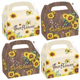 Cieovo 24 Pack Sunflower Party Favor Treat Boxes, Sunflower Goodie Candy Treat Present Boxes Recycled Party Favor Boxes for Sunflower Theme Baby Shower Birthday Wedding Party Supplies Decoration
