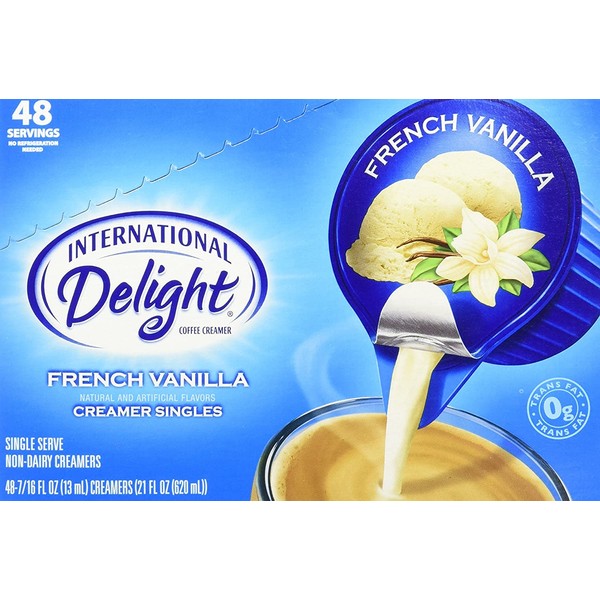 French Vanilla Non-Dairy Creamer Cups, International Delight, 48 - 7/16 fl oz (13 ml) Single Serve Coffee Creamer Cups
