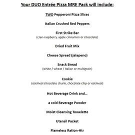 US Military Pepperoni Pizza MRE - FULL MEAL (Menu 23) DUO ENTREE!!