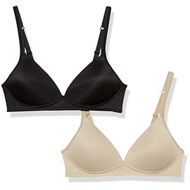 Warner's Women's Blissful Benefits Wireless Lift T-Shirt Bra 2-Pack 04003W, Toasted Almond/Black, 36B