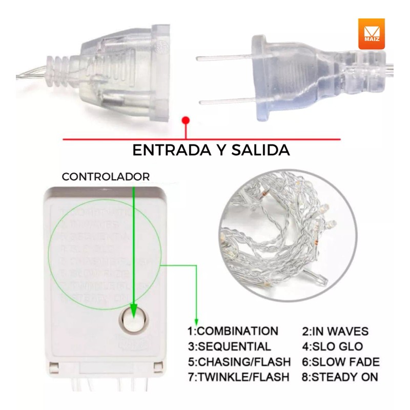 Maíz Serie Cortina Guirnalda Cascada Luces Led Estrellas 2.8m