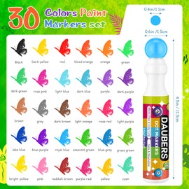 Crtiin 60 Pack Bingo Daubers Bulk Assorted Colors 0.5oz Dot Markers Bingo Supplies 30 Colors Paint Markers Set for Art and Crafts Painting Supplies Drawing Coloring Class Gift