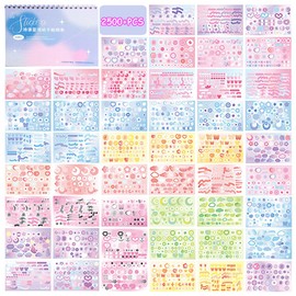 50 Sheets Kpop Photocard Stickers Book, Glitter Self Adhesive Deco Stickers Butterfly Stars Heart Ribbons Deco Korean Stickers Book for Photocards Toploaders Scrapbook Decor Art Card Crafts(2500+)