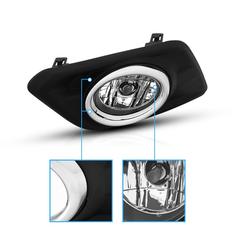 AmeriLite for Nissan 2014-2016 Rogue/X-Trail Black Bezel Replacement Fog Light