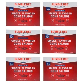 Bumble Bee Coho Salmon Fillet Smoked Flavored In Oil Tin Can - 3.75 OZ ( 6 Pack)