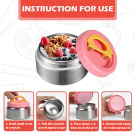 WAKSOX Insulated Food Jar for Kids 8 oz, Vacuum Insulated Lunch Containers Soup Food Jar for Hot Cold Food Leak Proof Stainless Steel Thermal Wide Mouth for School Picnic (8oz Soup Pink)