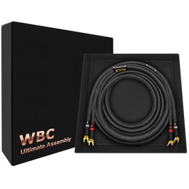 WORLDS BEST CABLES 3 Foot Ultimate - 8 AWG - Ultra-Pure OFC - Premium Audiophile HiFi Single Speaker Cable for Center Channel with Eminence Spade Plugs & Carbon Tweed Jacket