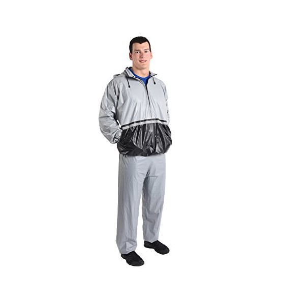 Stamina Deluxe Sauna Suit (Waist Sizes 36"-44"), Large/X-Large, Silver Gray (05-0413)