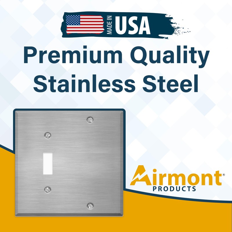 Stainless Steel Combination Switch Cover, Metal Wall Plate, 2 Gang