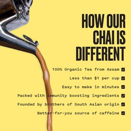 Kolkata Chai - Signature Masala Chai Mix - Gift Box includes mug and strainer - 100% Organic Black Tea, Makes 20 cups, Premium loose leaf tea and spice blend, All Natural, 4.23 oz