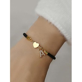 Adjustable Letter Charm Bracelet, Vintage Matching Jewelry for Women for Party, Daily Decor, Exquisite Jewelry for Gift, Clean Girl Outfit Accessories - Color: Black, Specification: J