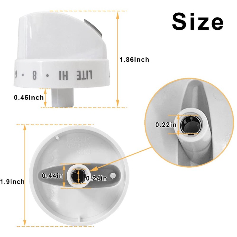 2Pcs 316442512 Burner Control Knob, Gas Range Knobs Compatible with