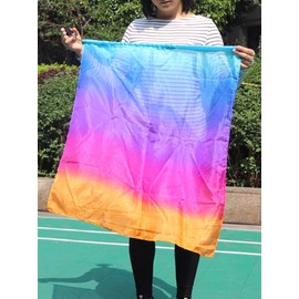 Winged Sirenny 81cm Colorful Flowy Spinning Silk Flag Poi with Rod, Church Liturgical Praise Prophetic Worship Adoration Dance Banner Poi Streamer, Practice Play Silk Poi Flag (Iridescence)