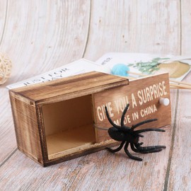 NUOBESTY 2pcs Spider Prank Toy Box Fake Spider in a Box Funny Wooden Box Toy Tricky Spider Box April Fool Joke Toys