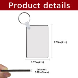 AiDiYGECO 60 Pcs Sublimation Keychain Blanks Ornament bulk Rectangle Double sided Heat Press Printing MDF Sublimation Blank key chain