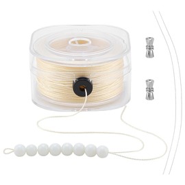 PH PandaHall 0.8mm Perlengarn 70m String für Armbänder Sewing String Cord Saatperlenfaden mit Aufbewahrungsbox für Sicken Weben Armbänder Schmuckherstellung Leder nähen, gelb