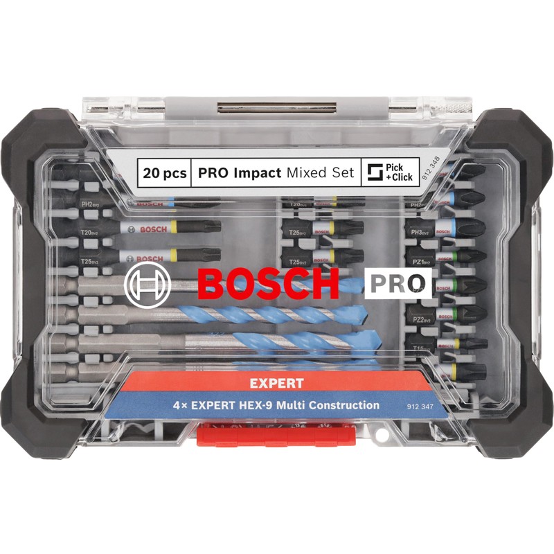 Bosch 20x PRO Impact Mixed Set, 20-Piece (for Concrete, Soft