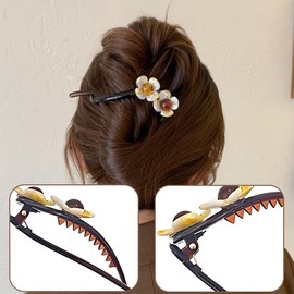 WHYCNJL Pack of 3 Flower Hair Clips, Elegant Flower French Hairpin, Banana Clip Hair Clips, Hair Accessories, Hair Claw Clip