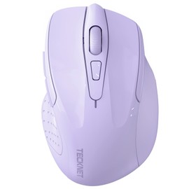 TECKNET Wireless Mouse (2.4G & BT5.0/3.0) Silent 4800 DPI Computer USB A & Bluetooth Mouse 6 Buttons, Wide Compatibility - Lavender