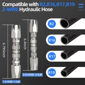 4PCS Reusable Hydraulic Hose Fittings Repair Kit, 1/2'' 3/8'' 1/4'' Hydraulic Hose Fittings, Hydraulic Hose Field Repair Kit fit for SAE 100R1 1-wire for SAE 100R2 R16 R17 R19 2-wire Hydraulic Hoses