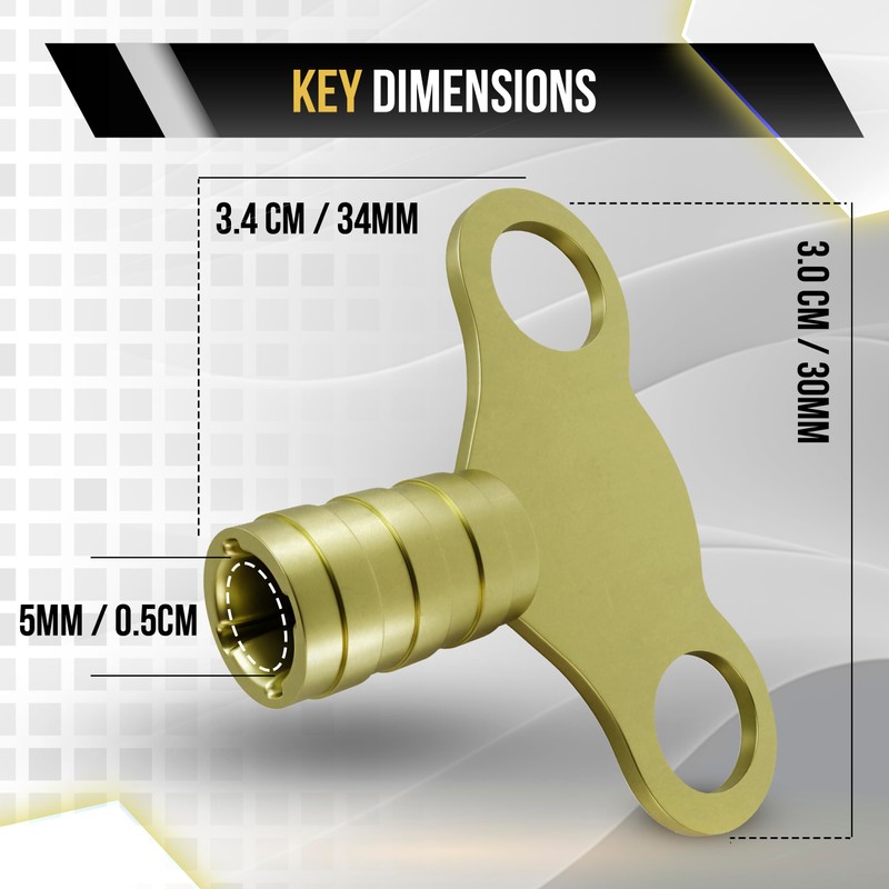 Solid Brass Universal Radiator Bleed Key- 2 Pack, 5mm Radiator