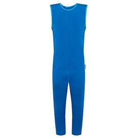 SpecialKids.Company Scratch Sleeves Button Back Ankle Length Footless Dungarees, Soft Woven Cotton, Kingfisher Blue, Age 8-9
