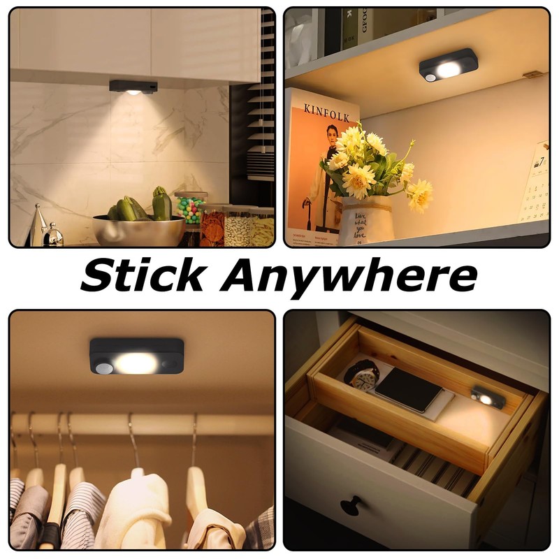 NIEGNOWOO LED Motion Sensor Puck Lights, Rechargeable Cabinet Lights, Stick