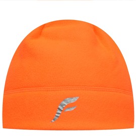 FETHAR Womens Lightweight Running Fleece Hat | Athletic Ponytail Beanie | Reflective Cap for Safety (Blaze Orange)