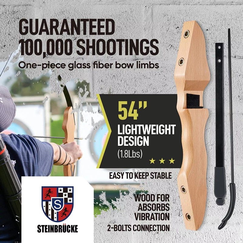 STEINBRÜCKE 30/40lbs Professional Bow And Arrow Recurve Bow Wooden Split