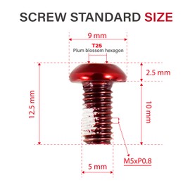 CNCLOL MTB Disc Rotor Bolts，M5x10mm Brake Rotor Bolts，12Pcs Steel Rotor Bolts for Bike（red/blue/orange/green/Black/gold）