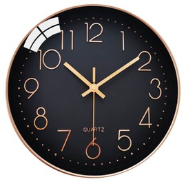 LiRiQi 30 cm Modern Quartz Silent Wall Clock, Wall Clock without Ticking Noises, Wall Clock with Arabic Numeral, Round Wall Clock, Children's Clock for Decoration Living Room, Kitchen, Office,