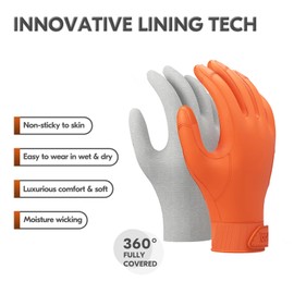 Vgo... Starﬁsh-Gen Household & Chemical Resistance Reusable Work Gloves,Seamless Gloves,Waterproof,Anti-slip, food processing,fish processing,Chemical Gloves1 Pair (TP1147,L,Orange)