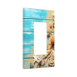 Board Beach Starfish Single Gang Rocker Wall Plates Decorate Outlet Covers For Electrical Outlets Switch Plate Decorative Wallplate Plug Cover 4.6 * 2.8 Inch