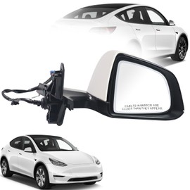 Marretoo for Tesla Model Y Passenger Side Mirror Assembly 2020 2021 2022 2023 2024 WHITE|Anti-Glare Glass with Mirror Memory Power Heated Power Folding 149558800G 13pins RH