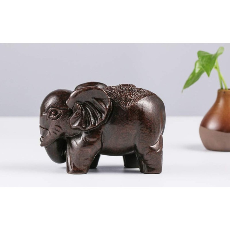 LivelyBuy Lucky Elephant Wooden Statue Home Decoration Evil Defends Talisman