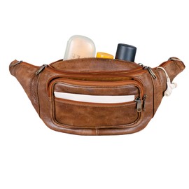 STILORD Vintage Belt Bag Waist Bag Pouch Made from Genuine Leather, Colour:Antique Brown