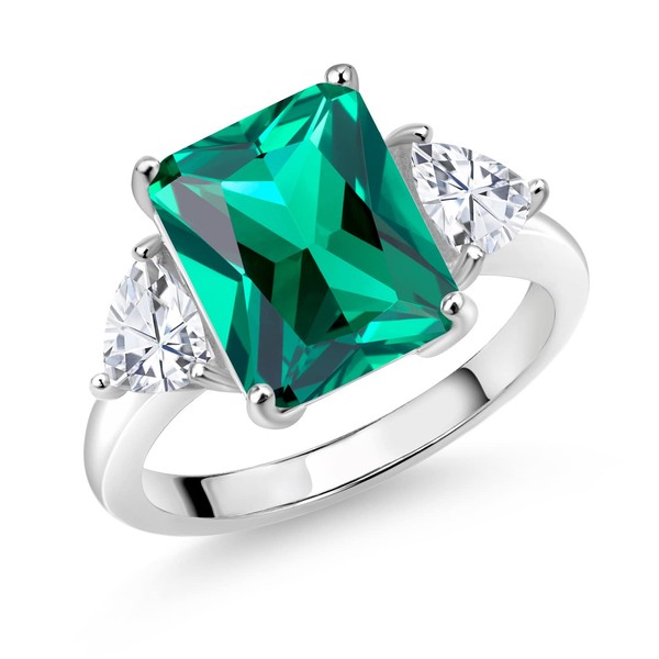 Gem Stone King 925 Sterling Silver Green Nano Emerald and