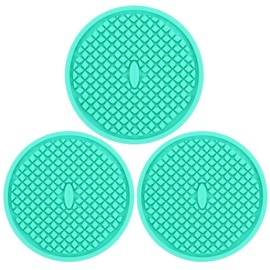 3 Pack Silicone Coasters for Drinks, Thickened Coasters with Deep Tray Grooved Design Cup Mat, Washable Heat Resistant Durable Non-Slip Coasters for Coffee Table Wooden Desk Kitchen Bar (Mint Green)