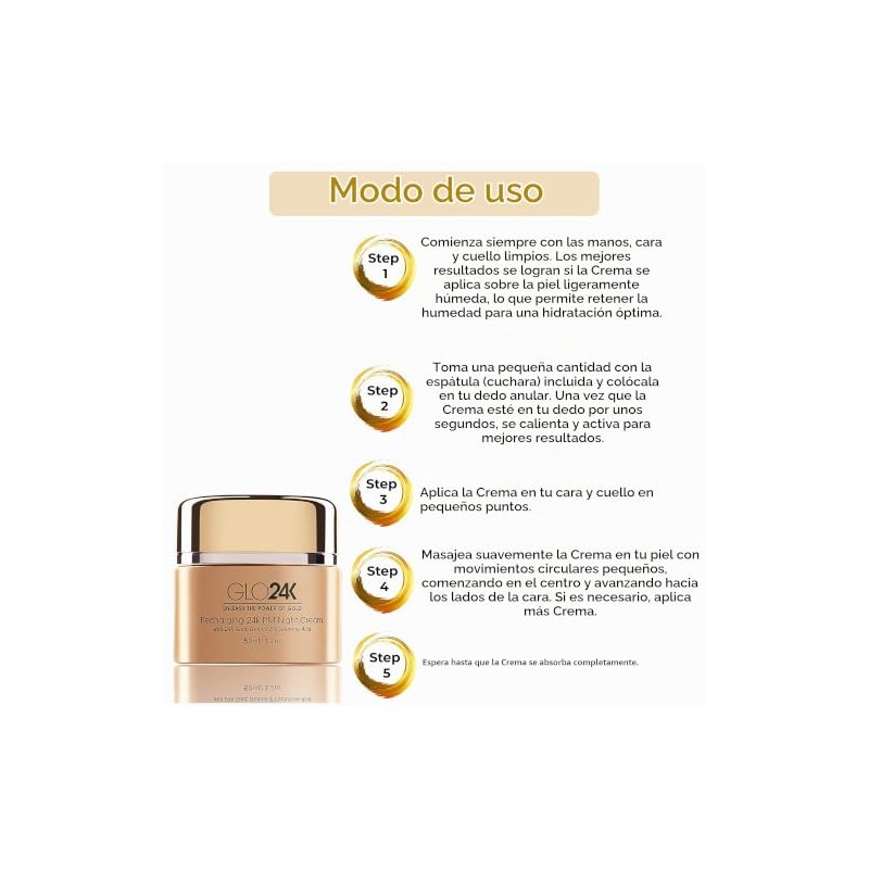 GLO24K Crema de noche con retinol con oro de 24k,