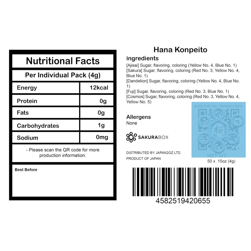 Hana Konpeito 50 x Mini Bag Pack Japanese Sugar Candy