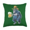 Beer Drinking Gorilla With Cowboy Hat Throw Pillow