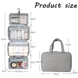 Travel Toiletry Bag,Hanging Travel Toiletry Bag with Hook,Hanging Toiletry Bag,Resistant Travel Cosmetic Bag Foldable Hygiene Bag for Toiletries, Cosmetics, Makeup, Brushes, Shower