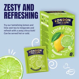 London Fruit & Herb Company Lemon & Lime Zest Teabags | 1 Pack of 20, Total 20 Tea Bags