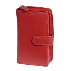 Womens Soft RED Leather Purse Clutch Zip Around Cards ID Coins Banknotes Boxed - Aspen