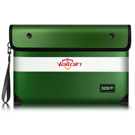 Vailoin Fireproof Money Bag for Cash, 5200℉ Insulated Fire and Waterproof Document Pouch with Water Resistant Zipper,Fireproof Envelopes for Important Documents, Valuables (11"x7.7",Green)