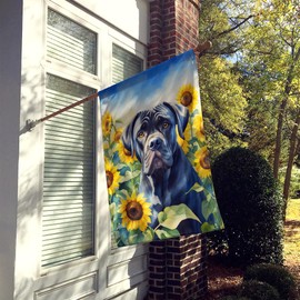 Caroline's Treasures DAC6045CHF Cane Corso in Sunflowers House Flag Large Porch Sleeve Pole Decorative Outside Yard Banner Artwork Wall Hanging, Polyester, House Size, Multicolor