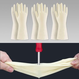 BOOMJOY Nitrile Cleaning Gloves, Heavy Duty Dishwashing Gloves, Reusable Medium Gloves for Kitchen, Bathroom, Gardening, Working, Pet Care - White, 3 Pairs, Size M