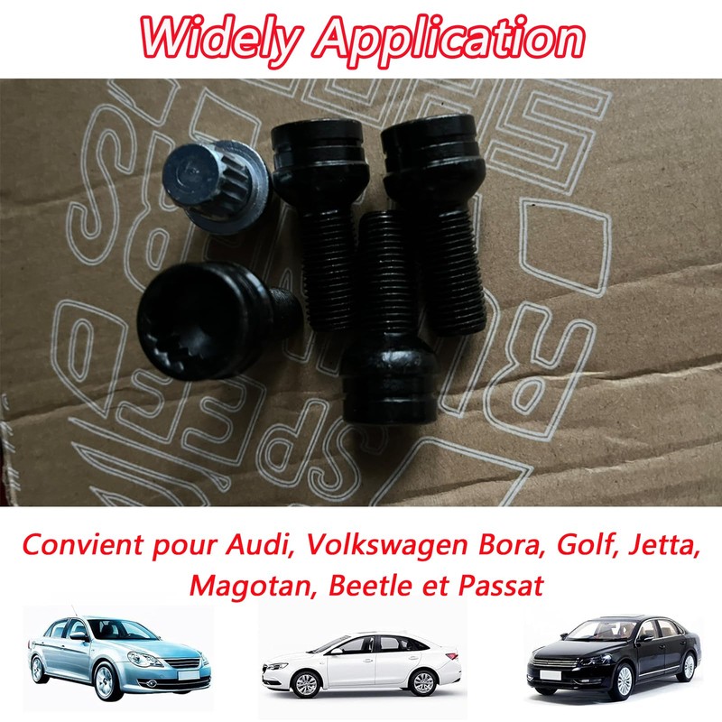 4 Pcs Steel Anti-Theft Wheel Bolts M14 x 1.5mm