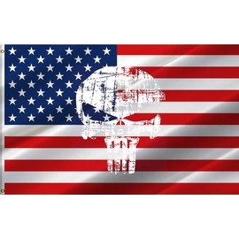 JOLCAHEU Punisher Skull Flag 4x6FT,Durable Polyester,Demon Punisher Memorial American Flags with 2 Brass Grommets for Indoor and Outdoor. (4x6ft)